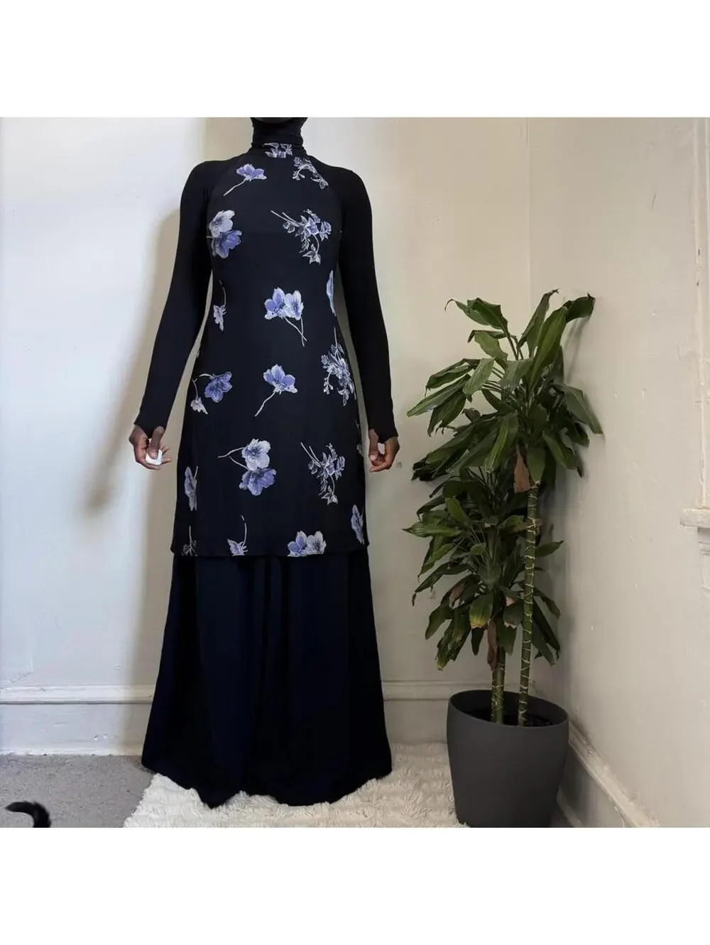 Vintage Y2K Evan-Picone Floral Watercolor Midi Dress - Size 12 - Picture 1 of 5